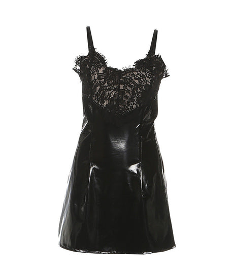 Allure & Edge: The Lace & Faux Leather Cami Mini Dress – Fall's Hottest Night Out & Halloween Party Look