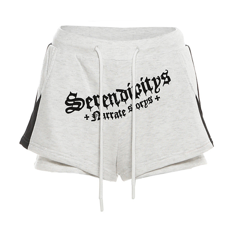 Women's 'Serendipitys' Gothic Drawstring Shorts - Fall Athleisure & Spooky Chic