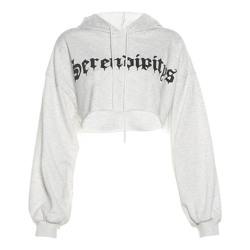 Serendipity Gothic Chic Cropped Hoodie & Shorts Set - Your Go-To Fall Loungewear
