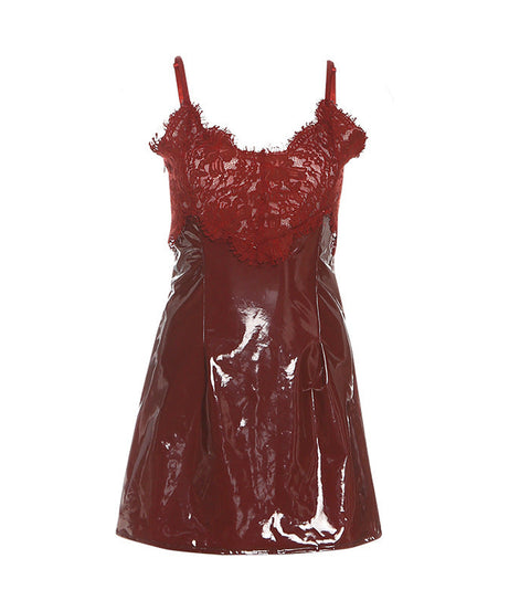 Allure & Edge: The Lace & Faux Leather Cami Mini Dress – Fall's Hottest Night Out & Halloween Party Look