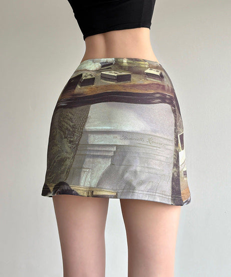 Whimsical Kitty Dominoes Mini Skirt - Unique Fall Fashion & Cat Lover Essential