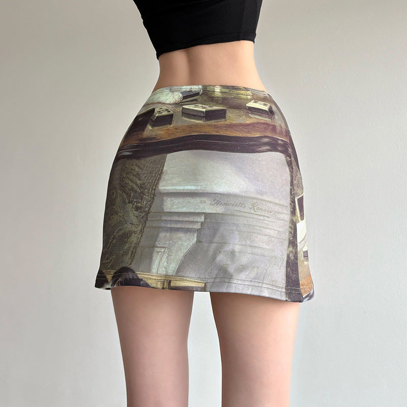 Whimsical Kitty Dominoes Mini Skirt - Unique Fall Fashion & Cat Lover Essential