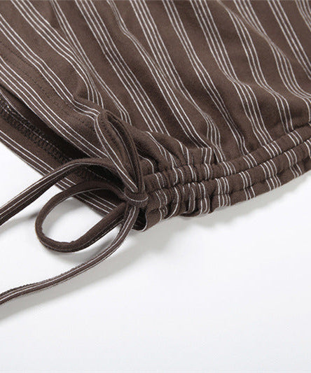 Cozy Chic Fall Striped Self-Tie Playsuit | Women's Long Sleeve Romper