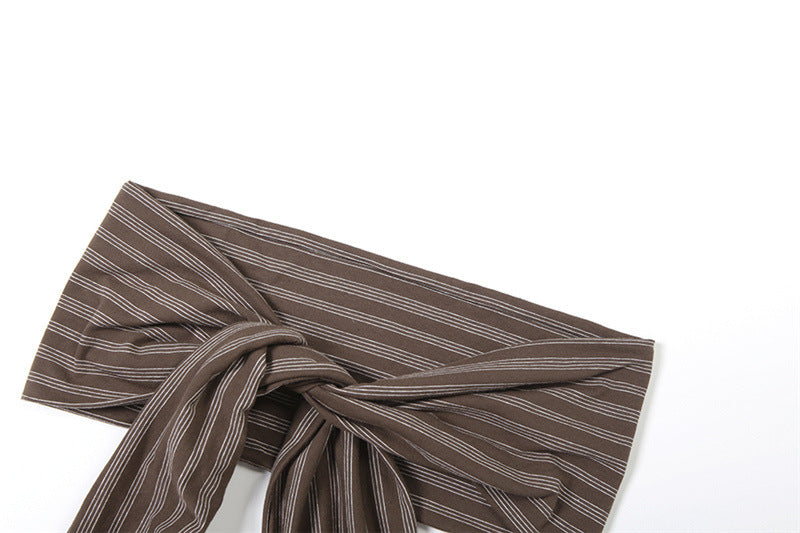 Cozy Chic Fall Striped Self-Tie Playsuit | Women's Long Sleeve Romper