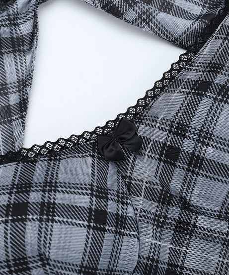 Fall Plaid Chic: Trendy Bowknot Crop Top & Maxi Skirt Co-ord Set – Your Autumn Style Essential