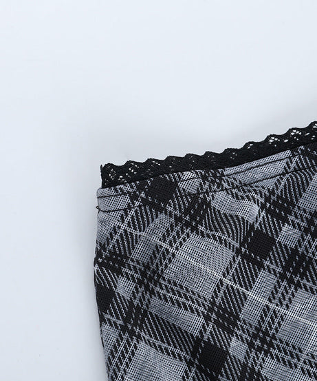 Fall Plaid Chic: Trendy Bowknot Crop Top & Maxi Skirt Co-ord Set – Your Autumn Style Essential