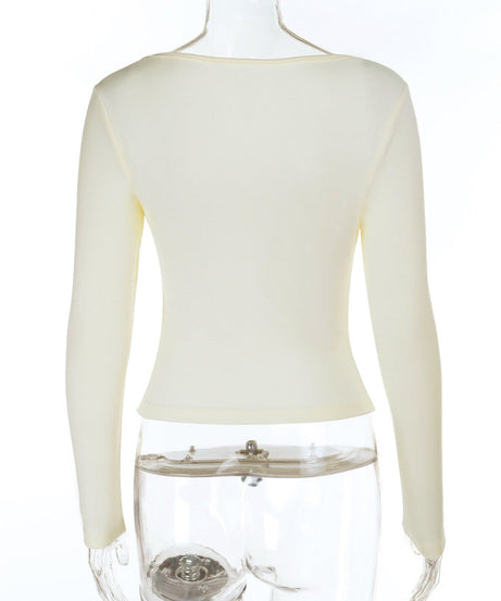 Edgy Sweetheart Pierced Heart Long Sleeve Top | Y2K Fall Fashion U-Neck Tee