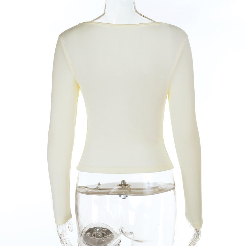 Edgy Sweetheart Pierced Heart Long Sleeve Top | Y2K Fall Fashion U-Neck Tee