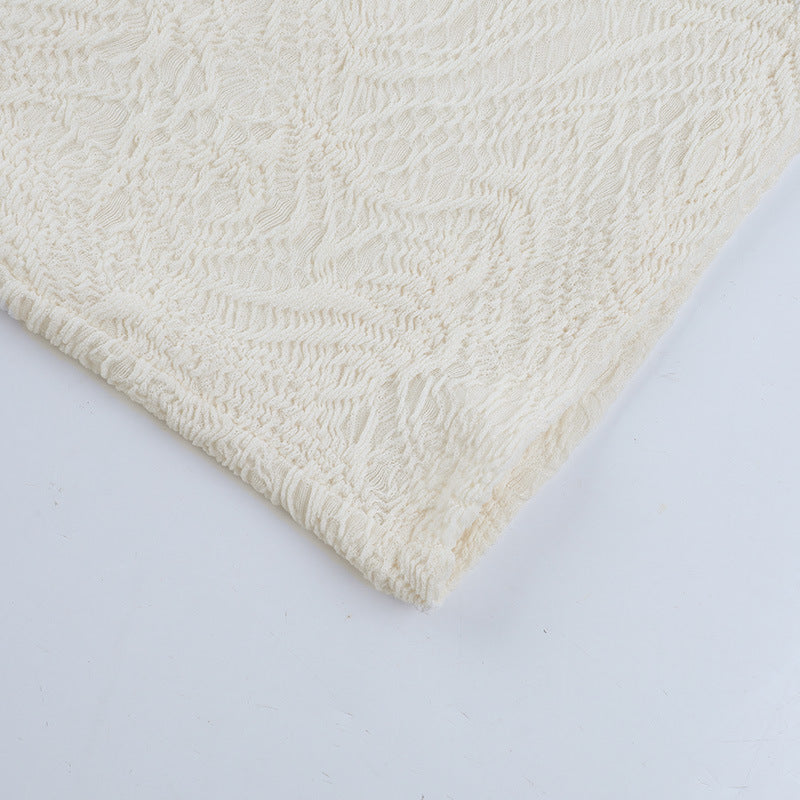 Effortless Chic: Winter White Textured Off-Shoulder Mini Dress - Long Sleeve Holiday & Date Night Essential