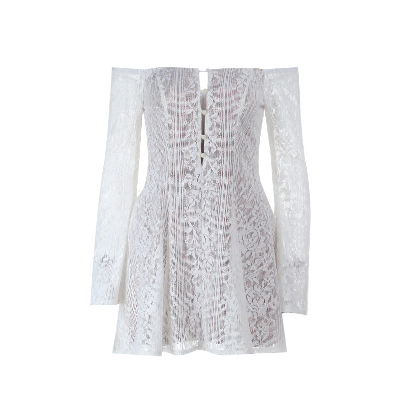Stunning White Lace Off-Shoulder Mini Dress - Your Chic Pick for Fall Parties & Holiday Getaways