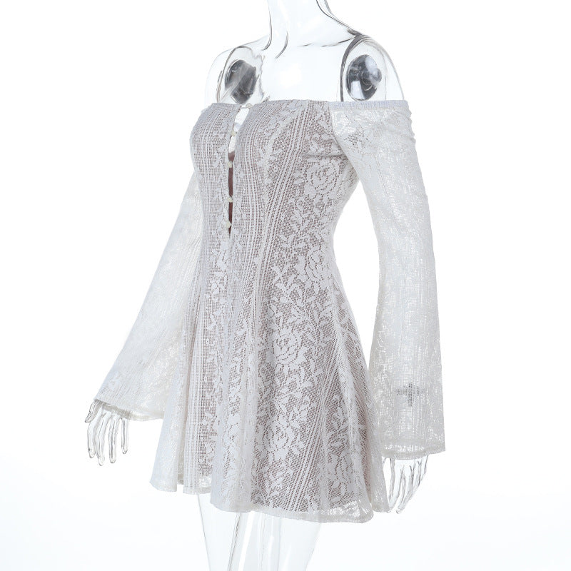 Stunning White Lace Off-Shoulder Mini Dress - Your Chic Pick for Fall Parties & Holiday Getaways