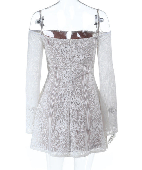 Stunning White Lace Off-Shoulder Mini Dress - Your Chic Pick for Fall Parties & Holiday Getaways