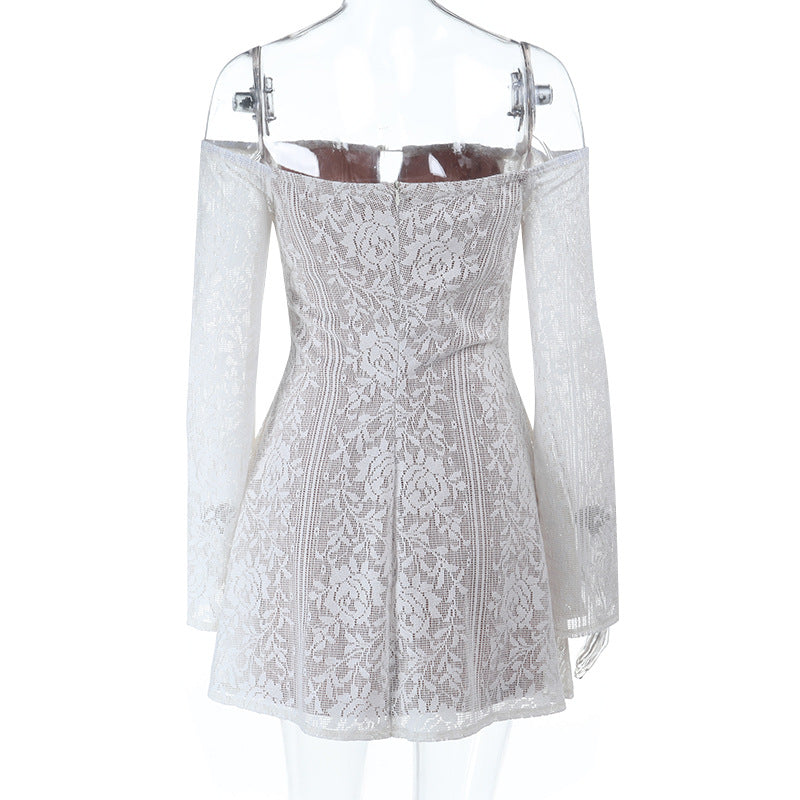 Stunning White Lace Off-Shoulder Mini Dress - Your Chic Pick for Fall Parties & Holiday Getaways