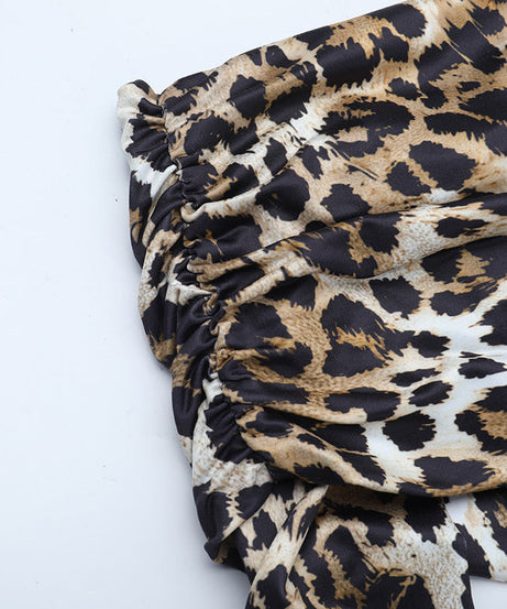 Fierce Leopard Print One-Shoulder Long Sleeve Maxi Dress with High Slit | Fall & Holiday Party Ready