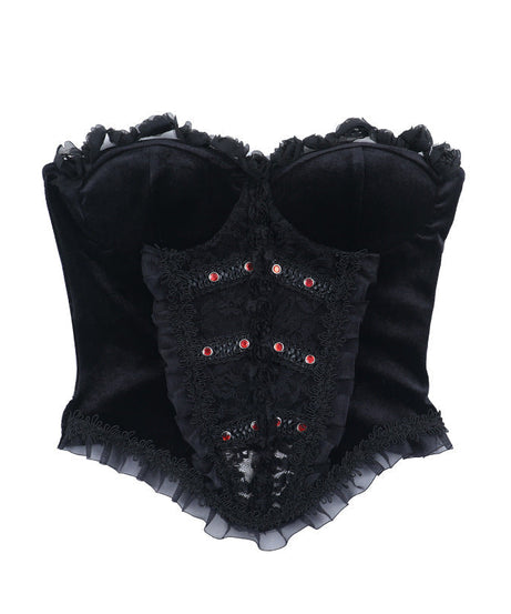 Black Velvet Strapless Top | Gothic Glamour for Fall & Halloween