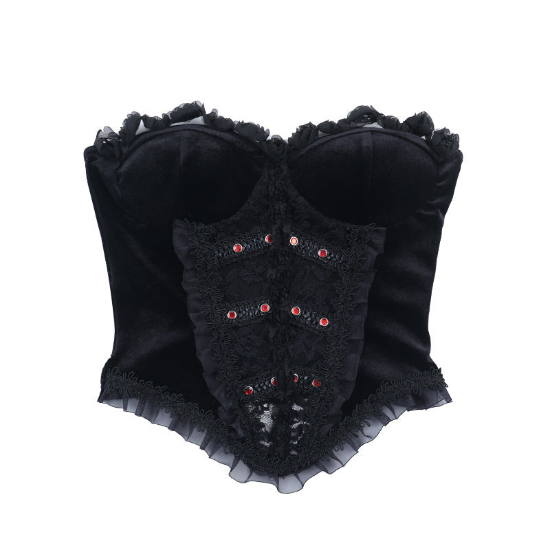 Black Velvet Strapless Top | Gothic Glamour for Fall & Halloween