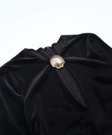 Luxurious Black Velvet Maxi Dress with Keyhole & Slit - Your Stunning Holiday & New Year's Eve Ensemble