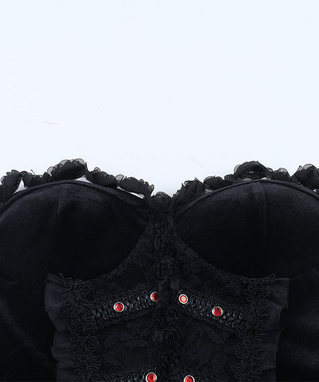 Black Velvet Strapless Top | Gothic Glamour for Fall & Halloween
