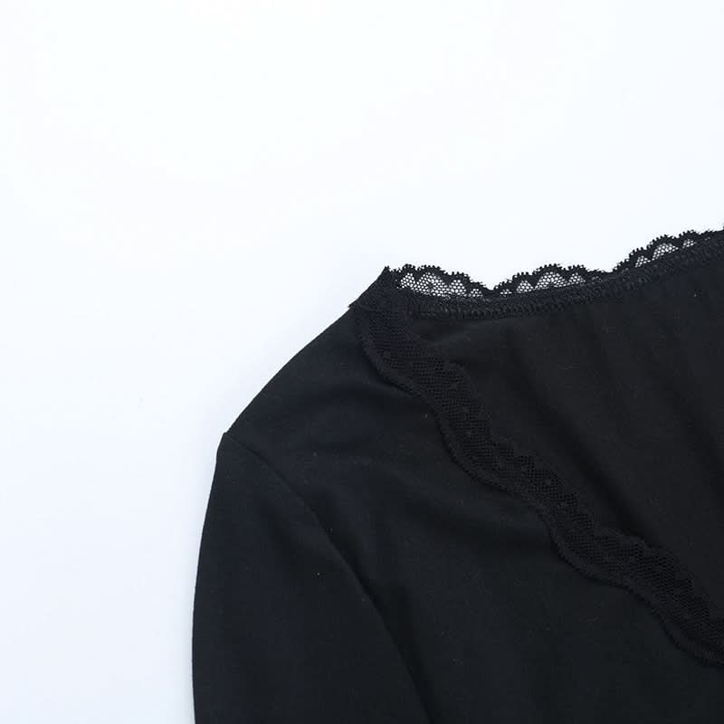 Elegant Black Lace Bell Sleeve V-Neck Top - Your Chic Fall & Holiday Essential