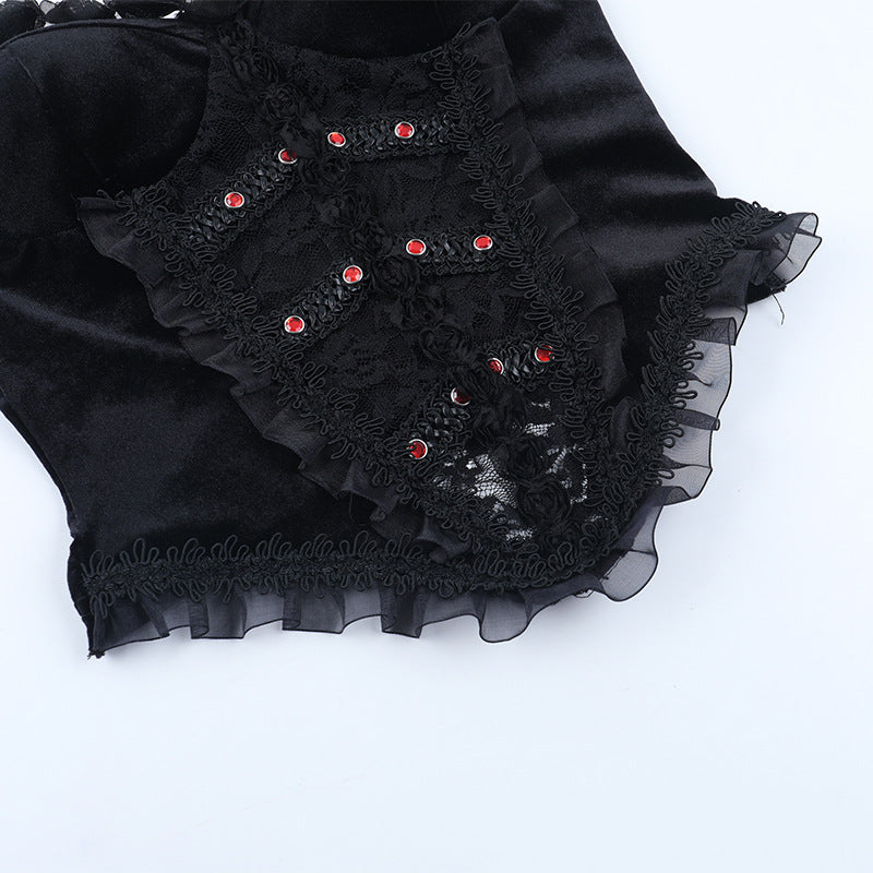 Black Velvet Strapless Top | Gothic Glamour for Fall & Halloween