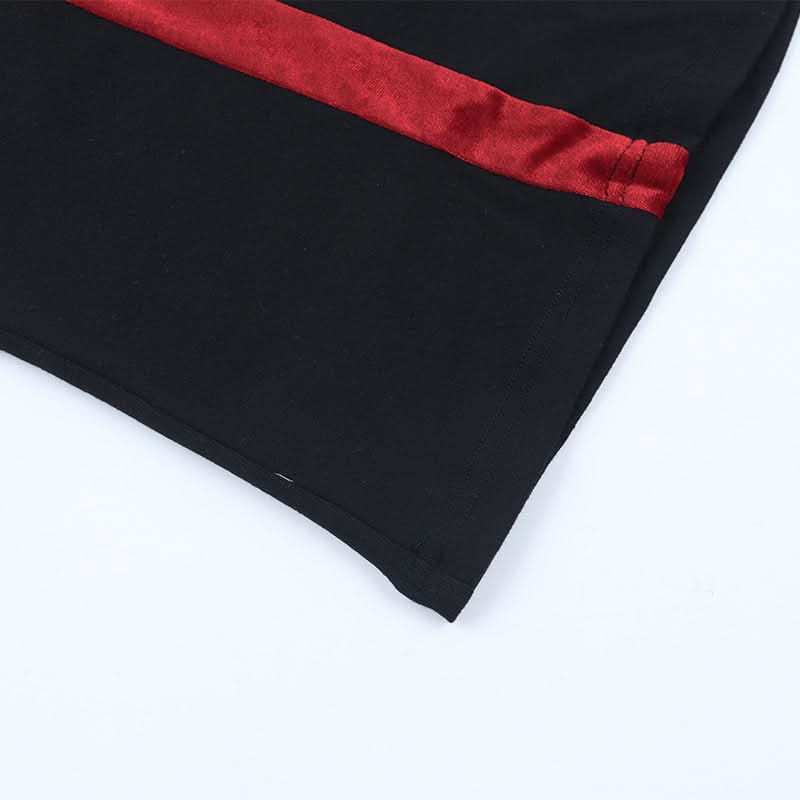 Gothic Red Cross Turtleneck Long Sleeve Top - Edgy Fall & Halloween Fashion for American Women