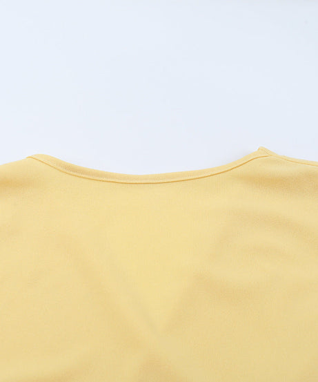 Effortless Chic Buttery Yellow Ruched Mini Dress | Bell Sleeve Bodycon for Fall & Holiday Parties