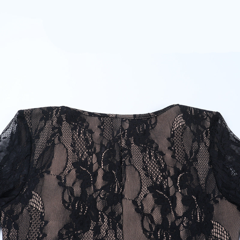 Alluring Black Lace Square Neck Mini Dress - Perfect for Holiday Parties & Date Nights