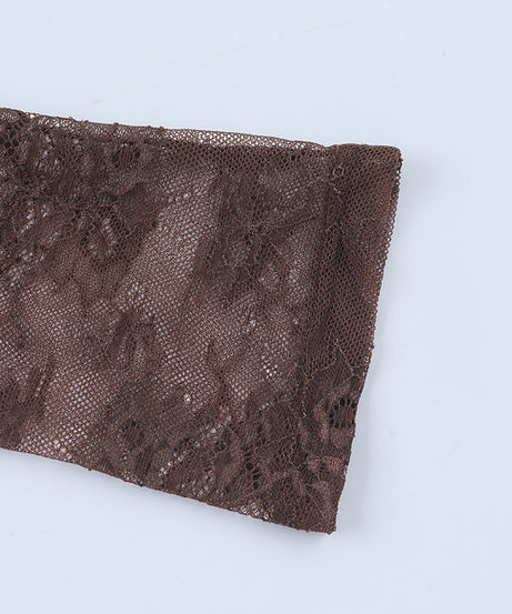 Chic Chocolate Brown Sheer Lace Ruched Mini Dress - Long Sleeve Bodycon for Fall Parties & Date Nights