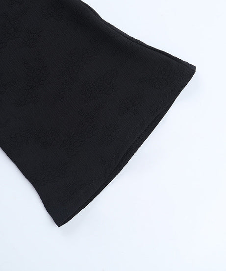 Elegant Black Lace V-Neck Blouse | Button-Front Long Sleeve Top for Fall & Holiday Chic