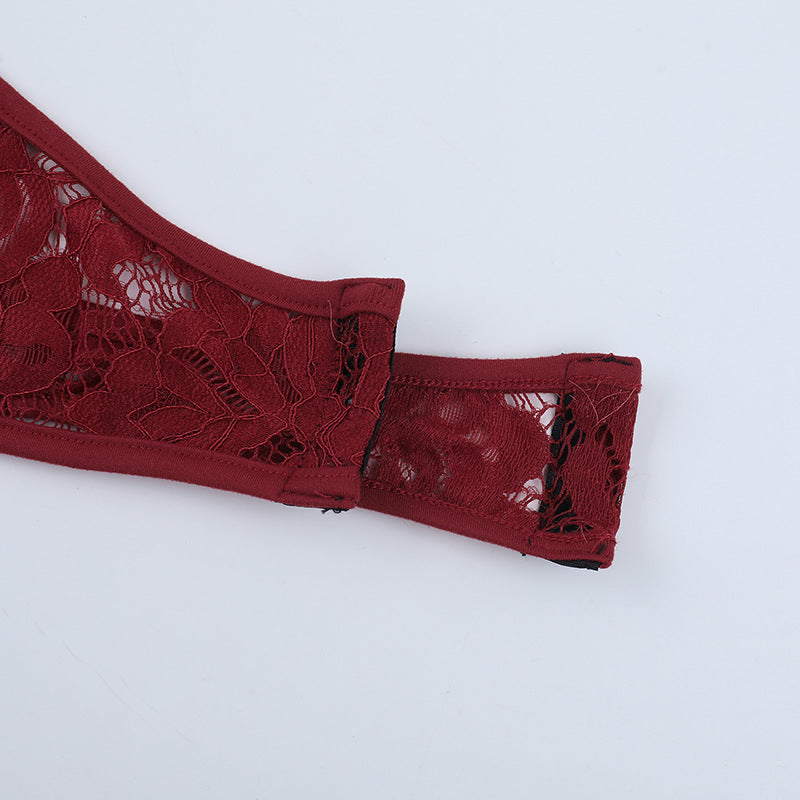 Chic Burgundy Lace Square Neck Bodysuit - Long Sleeve Fall & Holiday Essential