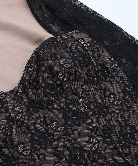 Elevate Your Style: Chic Black Lace Sweetheart Neck Long Sleeve Top - Fall & Holiday Ready