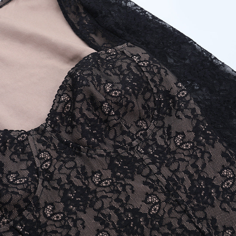 Elevate Your Style: Chic Black Lace Sweetheart Neck Long Sleeve Top - Fall & Holiday Ready