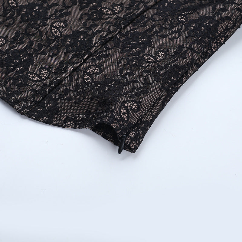 Elevate Your Style: Chic Black Lace Sweetheart Neck Long Sleeve Top - Fall & Holiday Ready