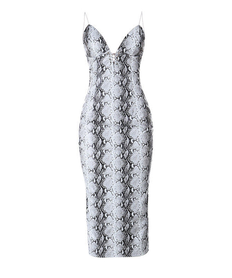 Wildly Chic: Snakeskin V-Neck Cami Bodycon Maxi Dress – Your Fall & Holiday Party Statement