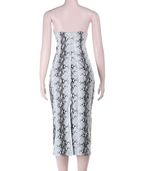 Wildly Chic: Snakeskin V-Neck Cami Bodycon Maxi Dress – Your Fall & Holiday Party Statement