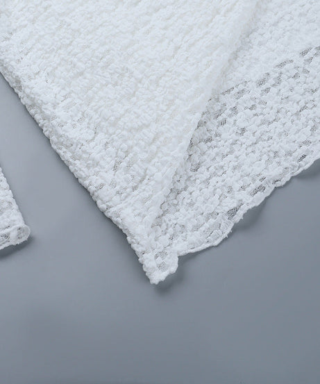 Dazzling White Long Sleeve Ruched Mini Dress with Asymmetrical Drape - Your Holiday Party & NYE Statement Piece!