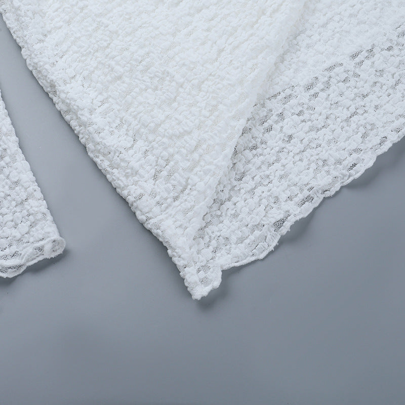 Dazzling White Long Sleeve Ruched Mini Dress with Asymmetrical Drape - Your Holiday Party & NYE Statement Piece!