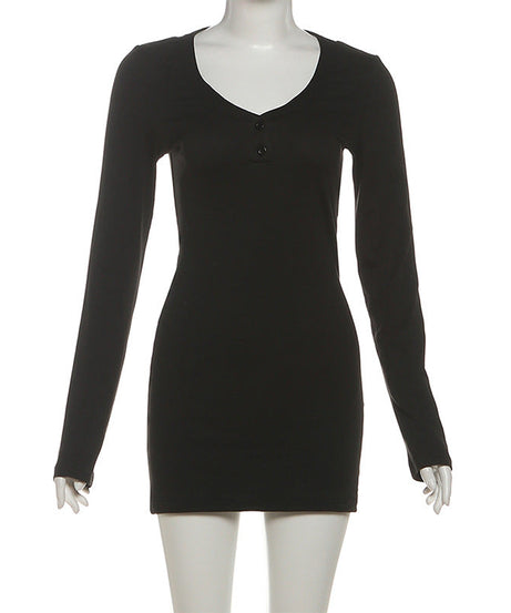 Sultry Nights: Daring Cut-Out Back Long Sleeve Mini Dress - Your Ultimate Holiday Party Statement
