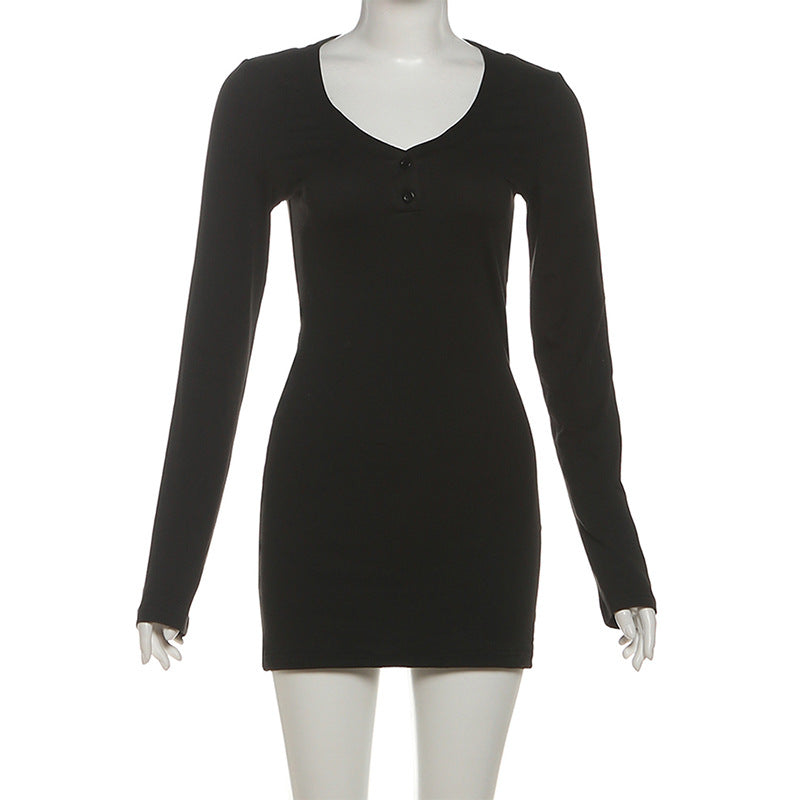 Sultry Nights: Daring Cut-Out Back Long Sleeve Mini Dress - Your Ultimate Holiday Party Statement