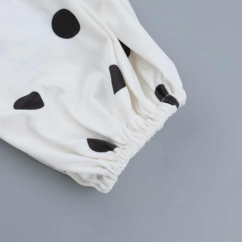 Retro Chic Polka Dot Mini Dress | V-Neck Long Sleeve Button-Front for Effortless Fall Style