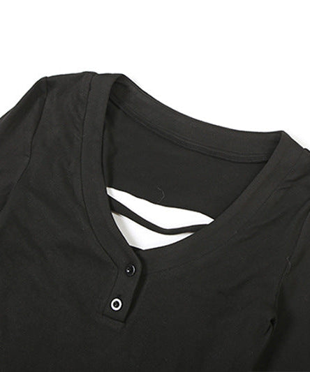 Sultry Nights: Daring Cut-Out Back Long Sleeve Mini Dress - Your Ultimate Holiday Party Statement