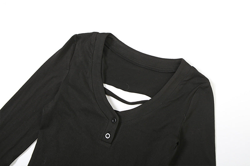 Sultry Nights: Daring Cut-Out Back Long Sleeve Mini Dress - Your Ultimate Holiday Party Statement