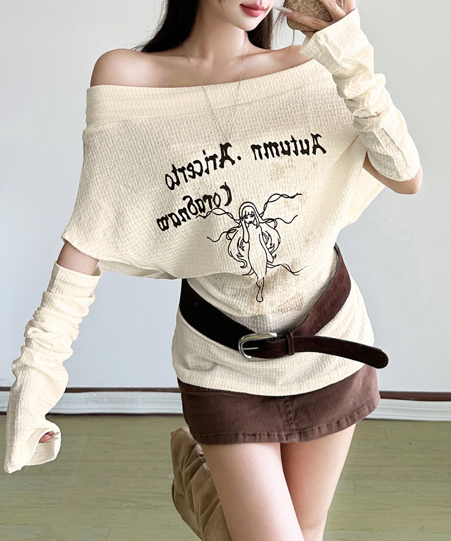 Off shoulder abstract ruched top