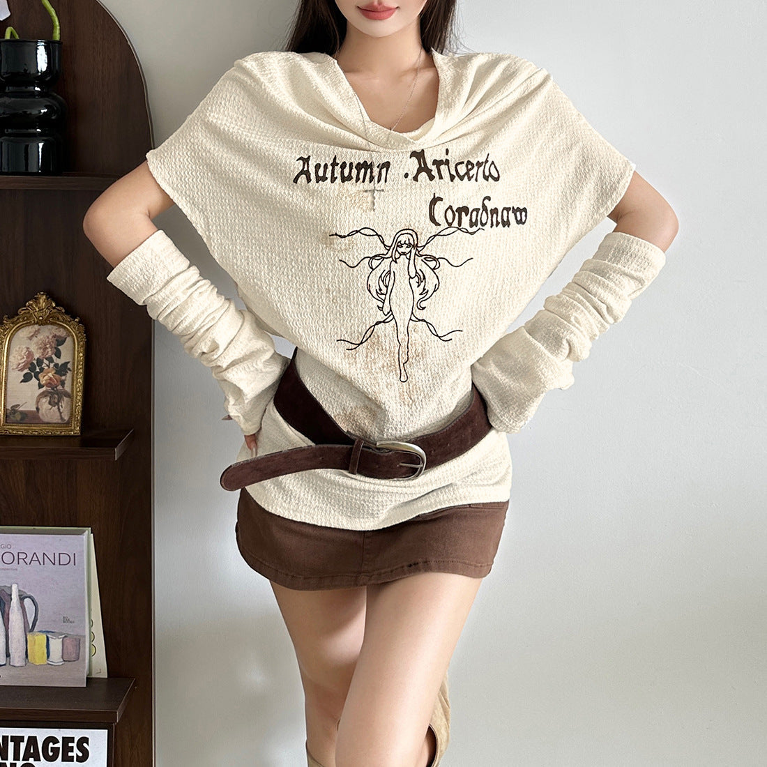 Off shoulder abstract ruched top