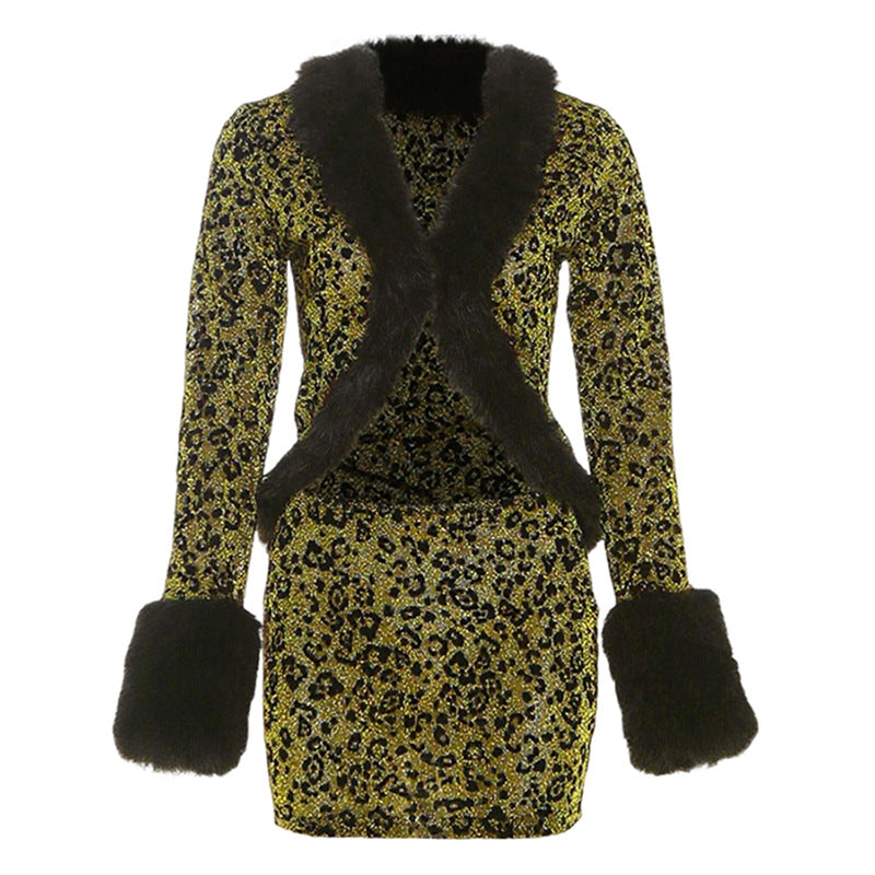 Dazzling Leopard Faux Fur Mini Skirt Set: Your Ultimate Holiday Party & NYE Glam Look
