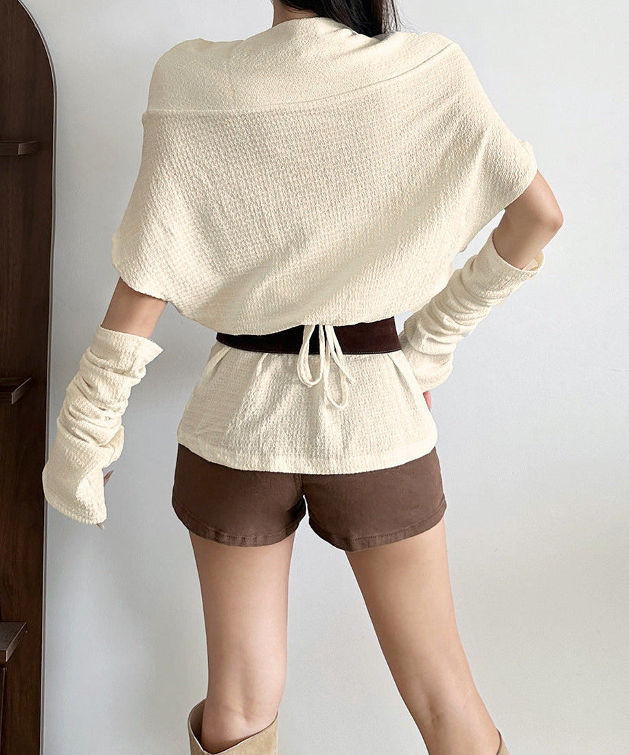 Off shoulder abstract ruched top