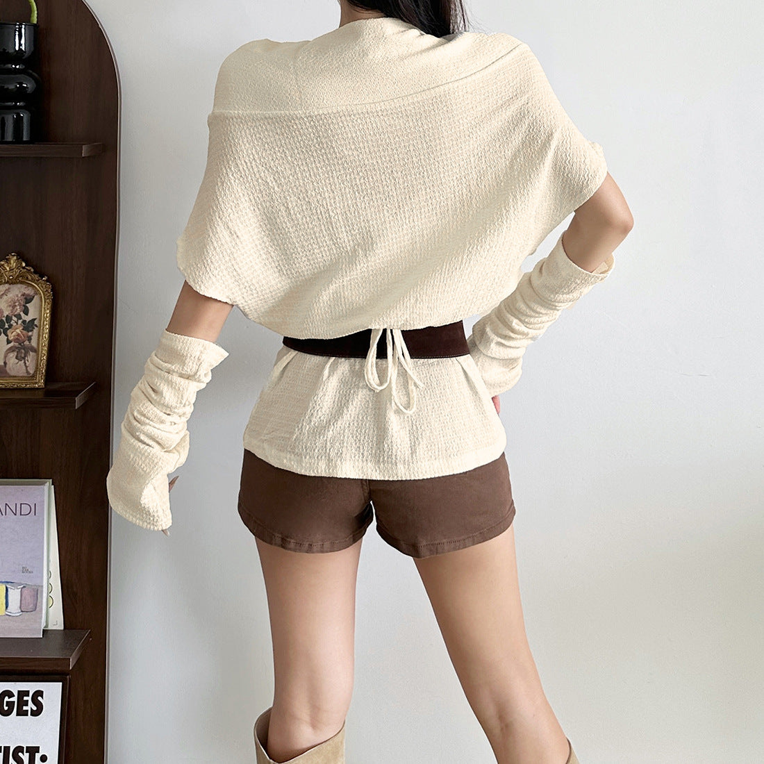 Off shoulder abstract ruched top