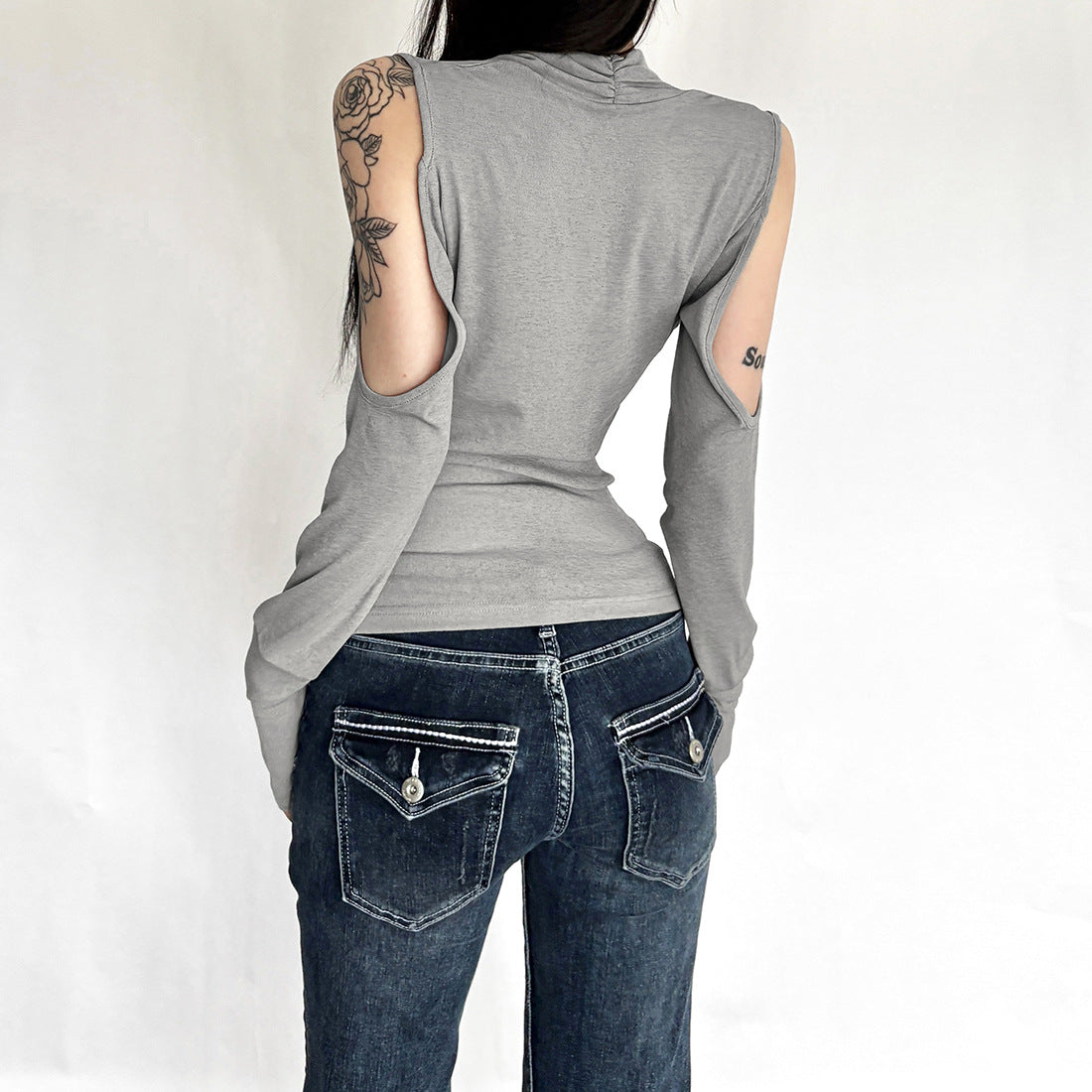 Gothic Glam Sheer Cowl Neck Top - Off-Shoulder Ruched Party Statement for Fall & Holidays