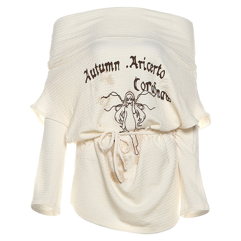 Off shoulder abstract ruched top