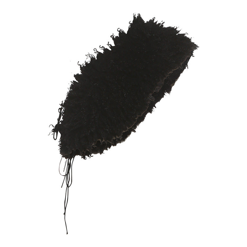 Chic Black Fluffy One-Shoulder Maxi Dress - Holiday Gala & Evening Events